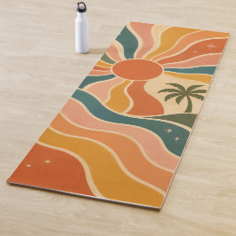 Retro 70er Sonnenuntergangs-Wellen & Palmen-Ästhet Yogamatte