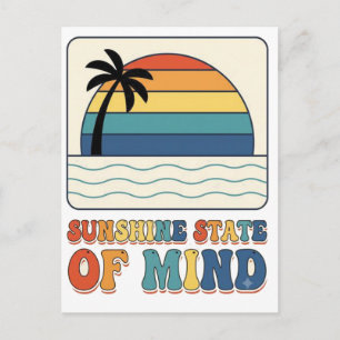 Retro 70er "Sonnige Stimmung" Palme  Postkarte