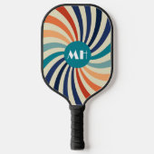 Retro 70er Sternexplosion Monogramm Pickleball Schläger (Vorderseite)
