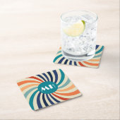 Retro 70er Sternexplosion Monogramm Rechteckiger Pappuntersetzer (Vor Ort)