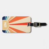 Retro 70er Sternexplosion Sunrise Stripes Monogram Gepäckanhänger (Vorderseite horizontal)