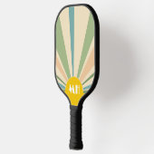 Retro 70er Sternexplosion Sunrise Stripes Monogram Pickleball Schläger (Links)