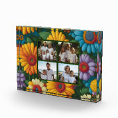 Retro 70er Stil farbenfrohe Daisis Foto-Vorlage Fotoblock (Rechts)