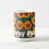 Retro 70er Stil farbenfrohe Daisis Groovy Mama Kaffeetasse (Mittel)