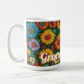 Retro 70er Stil farbenfrohe Daisis Groovy Mama Kaffeetasse (Links)