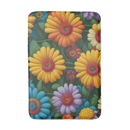 Retro 70er Stil farbenfrohe Gänse Badematte (Vorderseite Vertikal)