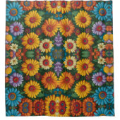 Retro 70er Stil farbenfrohe Gänse Duschvorhang (Vorderseite)