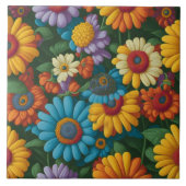 Retro 70er Stil farbenfrohe Gänse Fliese (Vorderseite)