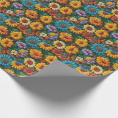 Retro 70er Stil farbenfrohe Gänse Geschenkpapier (Ecke)