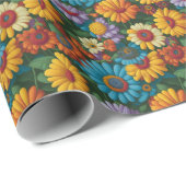 Retro 70er Stil farbenfrohe Gänse Geschenkpapier (Rolleneckpunkt)