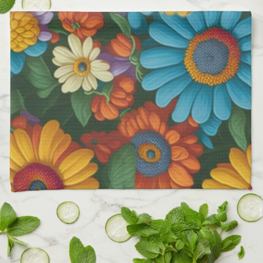 Retro 70er Stil farbenfrohe Gänse Geschirrtuch (Gefaltet)