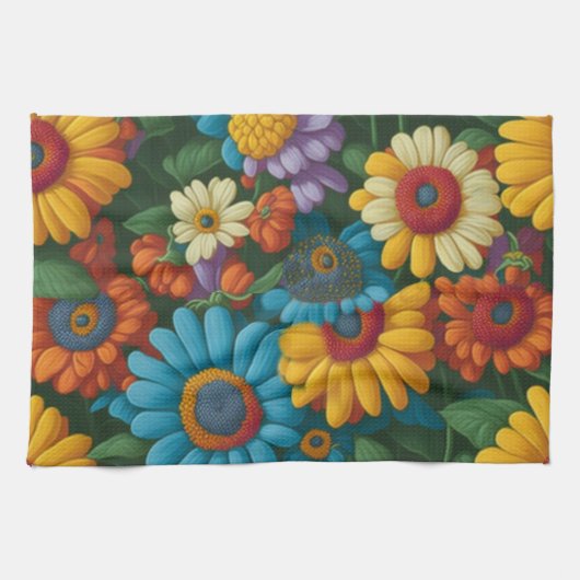 Retro 70er Stil farbenfrohe Gänse Geschirrtuch (Horizontal)