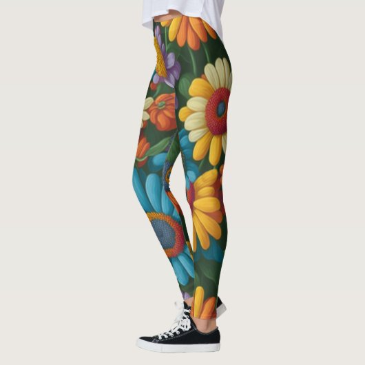 Retro 70er Stil farbenfrohe Gänse Leggings (Links)