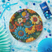 Retro 70er Stil farbenfrohe Gänse Pappteller (Party)