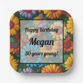 Retro 70er Stil farbenfrohe Gänse Pappteller (Vorderseite)