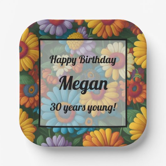 Retro 70er Stil farbenfrohe Gänse Pappteller (Vorderseite)