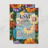 Retro 70er Stil farbenfrohe Gänse RSVP Karte (Vorne/Hinten)