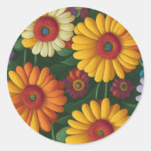 Retro 70er Stil farbenfrohe Gänse Runder Aufkleber (Vorderseite)