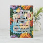 Retro 70er Stil farbenfrohe Gänse Save The Date (Stehend Vorderseite)