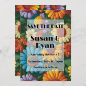 Retro 70er Stil farbenfrohe Gänse Save The Date (Vorne/Hinten)