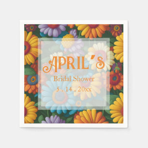 Retro 70er Stil farbenfrohe Gänse Serviette