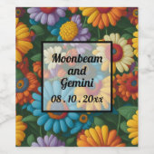 Retro 70er Stil farbenfrohe Gänse Weinetikett (Einzelnes Label)