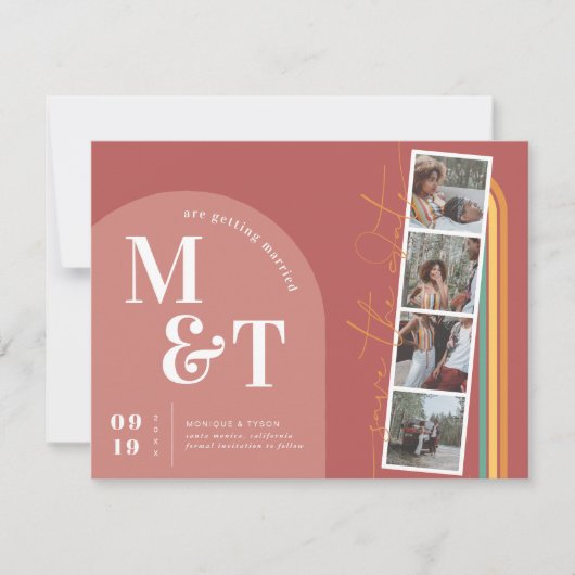 Retro 70er Streifen Arch | Foto für Filmstreifen Save The Date (Vorderseite)