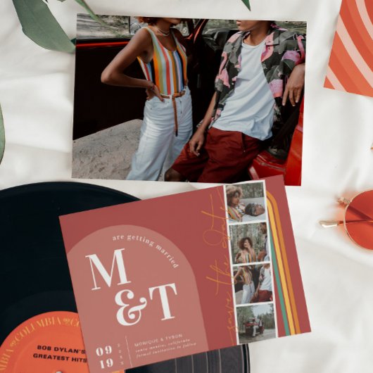 Retro 70er Streifen Arch | Foto für Filmstreifen Save The Date