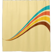 Retro 70er Streifen auf Creme Duschvorhang (Vorderseite)