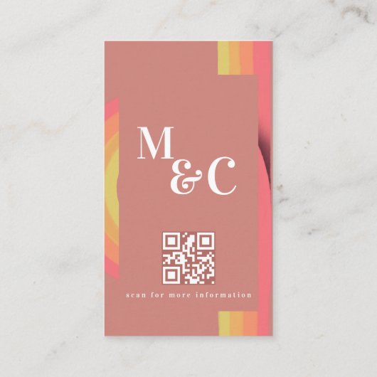 Retro 70er Streifen Hochzeit Begleitkarte (Rückseite)