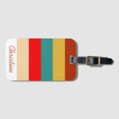 Retro 70er Streifen mehrfarbig Gepäckanhänger (Vorderseite (Horizontal))