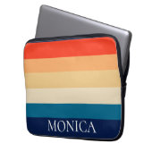 Retro 70er Streifen Modern Template Monogramm Laptopschutzhülle (Vorderseite Links)