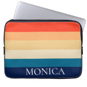 Retro 70er Streifen Modern Template Monogramm Laptopschutzhülle (Vorderseite)