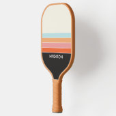 Retro 70er Streifen Personalisiert Pickleball Schläger (Links)