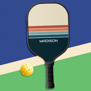 Retro 70er Streifen Personalisiert Pickleball Schläger