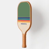 Retro 70er Streifen Personalisiert Pickleball Schläger (Links)