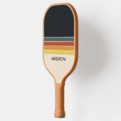Retro 70er Streifen Personalisiert Pickleball Schläger (Links)