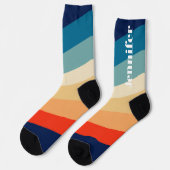 Retro 70er Streifen Personalisierter Name Socken (Linkes Detail)