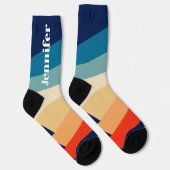 Retro 70er Streifen Personalisierter Name Socken (Rechts)