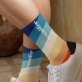 Retro 70er Streifen Personalisierter Name Socken