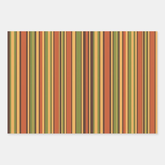 Retro 70er Stripes Brown Avocado Orange Mustard Geschenkpapier Set (Vorderseite 2)