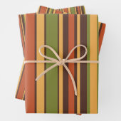 Retro 70er Stripes Brown Avocado Orange Mustard Geschenkpapier Set (Beispiel)