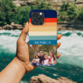 Retro 70er Stripes Foto Modernes Template Monogram Case-Mate iPhone Hülle