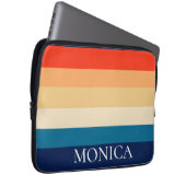 Retro 70er Stripes Modern Template Monogram Laptopschutzhülle (Vorne Rechts)