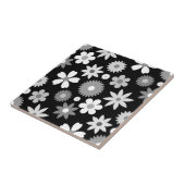 Retro 70er Style Blume Lg Monochrome Muster Fliese (Seite)