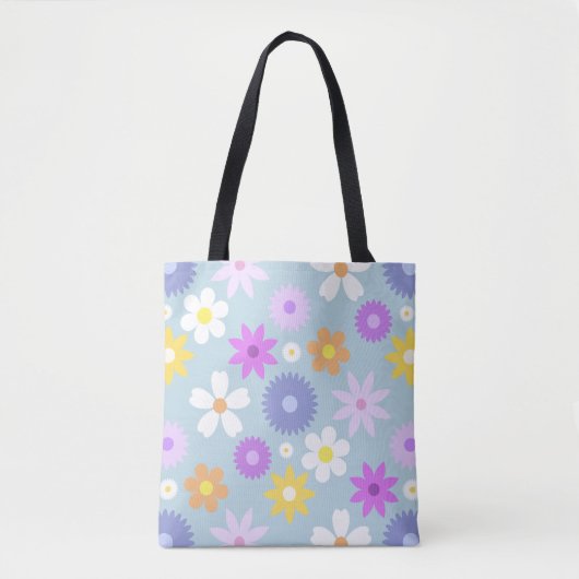 Retro 70er Style Blume Lg Musterfarben Tasche (Vorderseite)