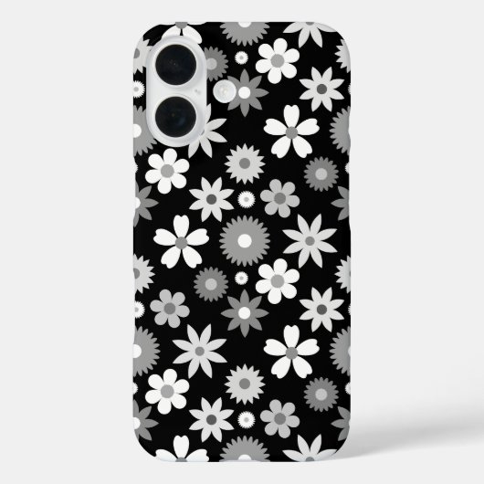 Retro 70er Style Blume Monochrome Muster Case-Mate iPhone Hülle (Rückseite)