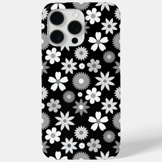 Retro 70er Style Blume Monochrome Muster Case-Mate iPhone Hülle (Rückseite)