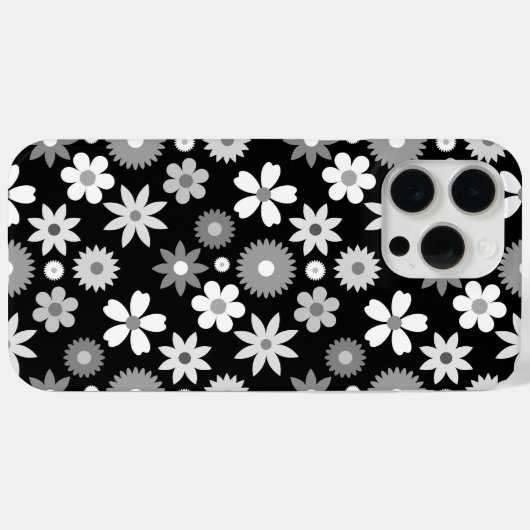 Retro 70er Style Blume Monochrome Muster Case-Mate iPhone Hülle (Rückseite (Horizontal))
