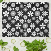 Retro 70er Style Blume Monochrome Muster Geschirrtuch (Gefaltet)